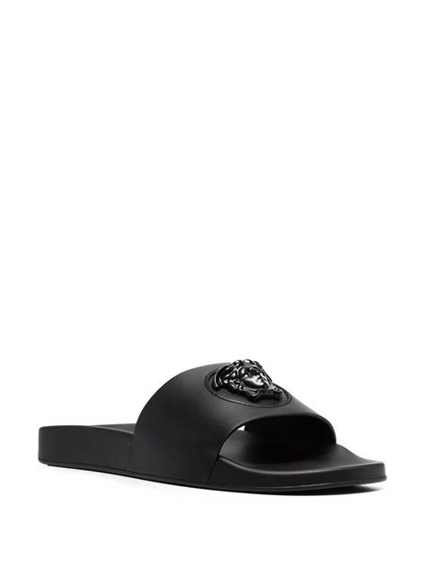 versace slides black replica|versace la medusa leather slides.